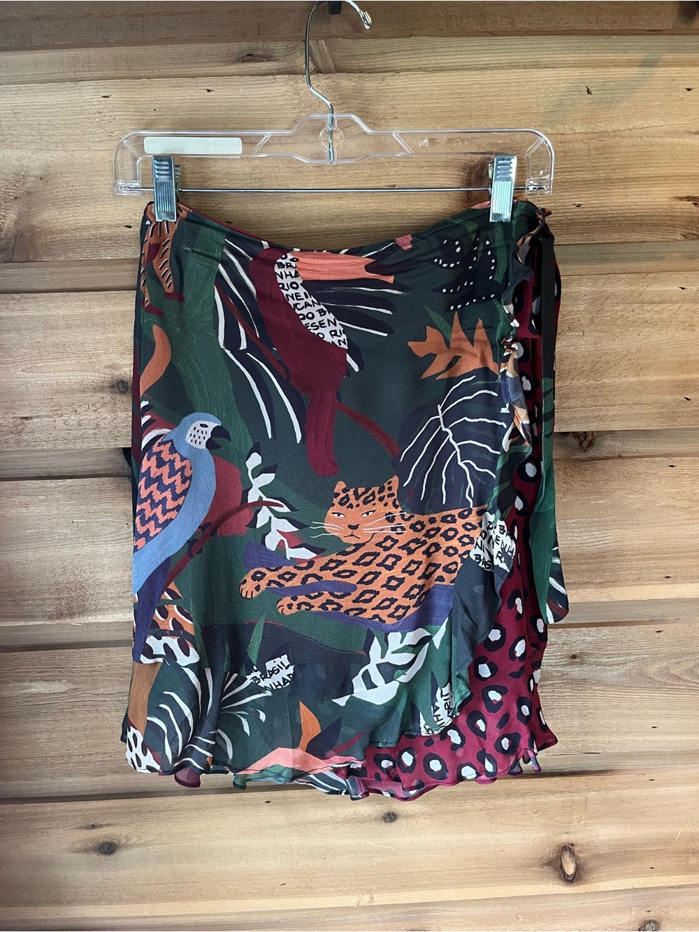 FARM RIO for ANTHROPOLOGIE jungle print wrap mini skirt